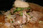 Miso Ramen $9.50 soybean paste, Kinton pork, beansprout, onion, scallion, corn, garlic oil, regular soup, pork shoulder