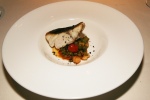 Bass, roast vegetables, squid and black olives