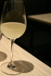 cocktail of sake, yuzu-shu, Gewürztraminer juice, shot